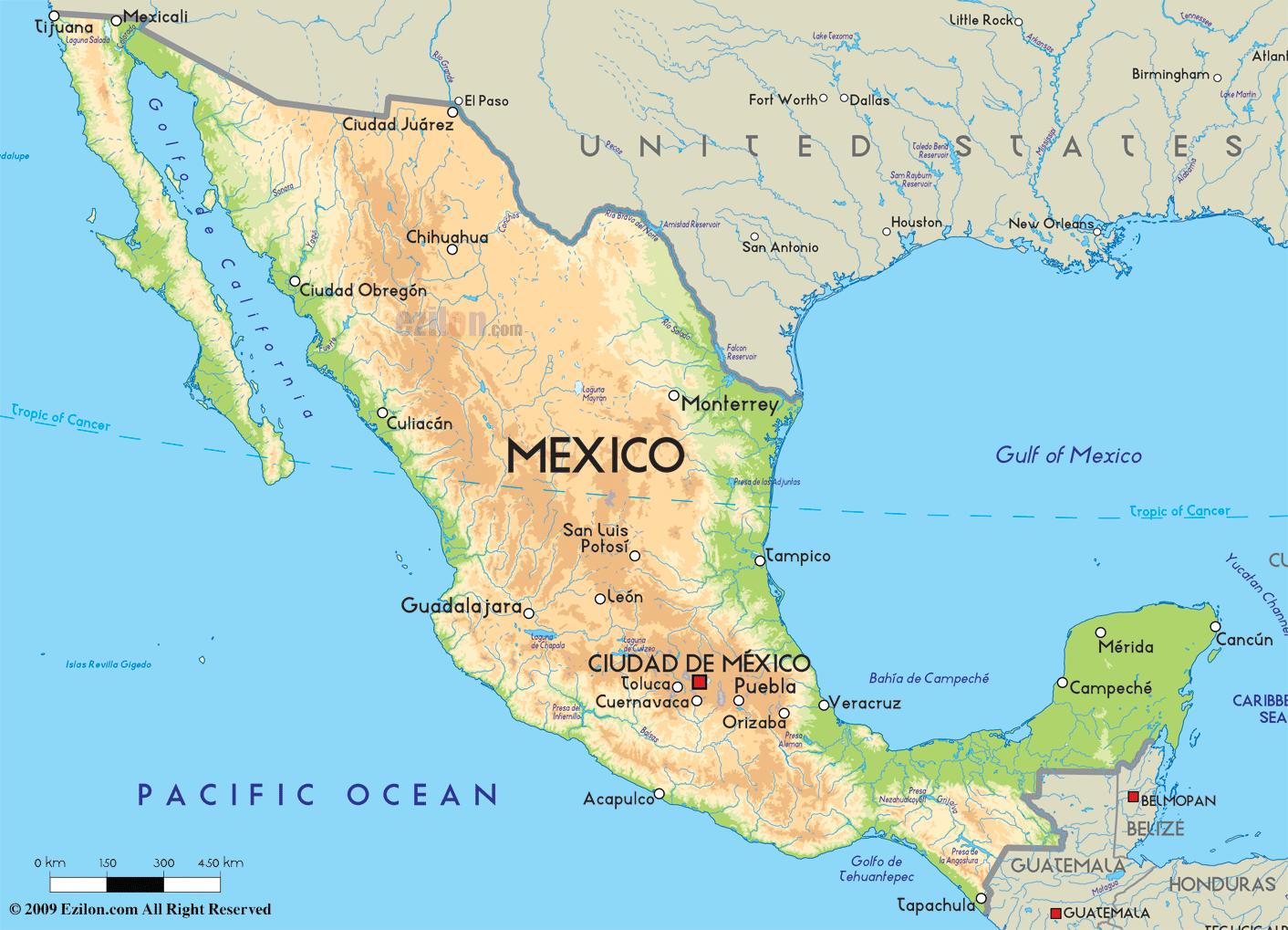 Mapa De Estados Unidos E México Mapa De México E En América América Central América 2149