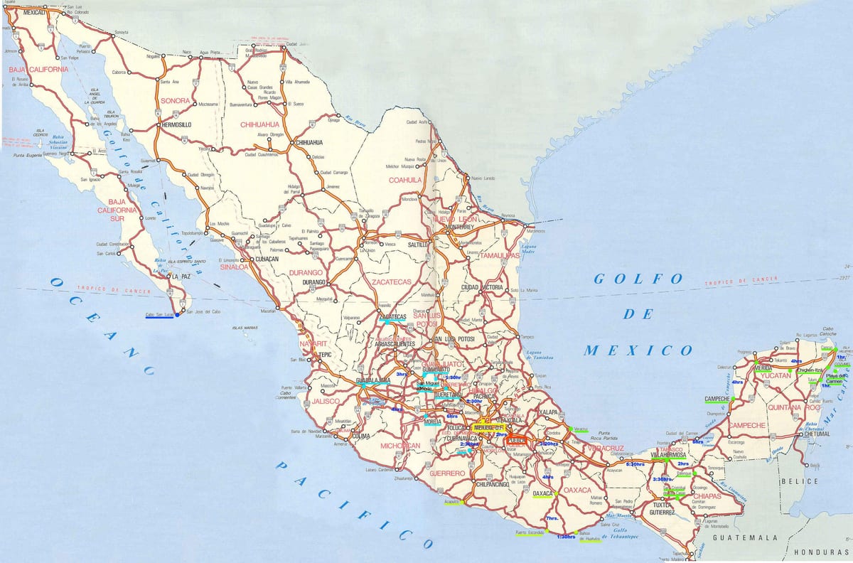 mapa de México condución