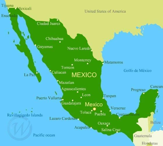 costa oeste de México mapa