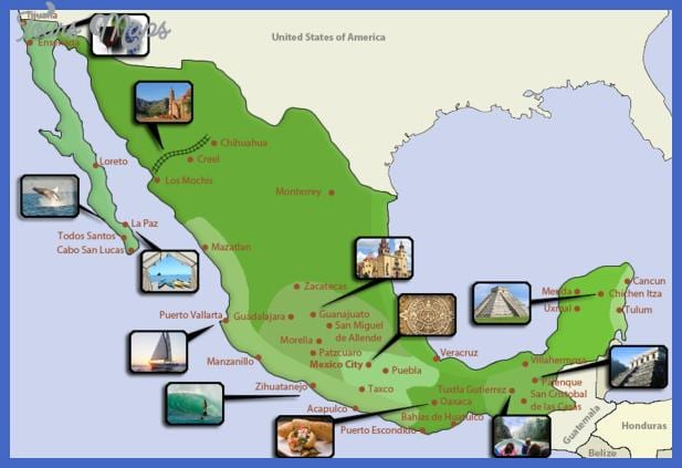 mapa de México destinos turísticos