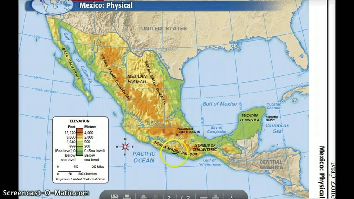 México mapa características físicas