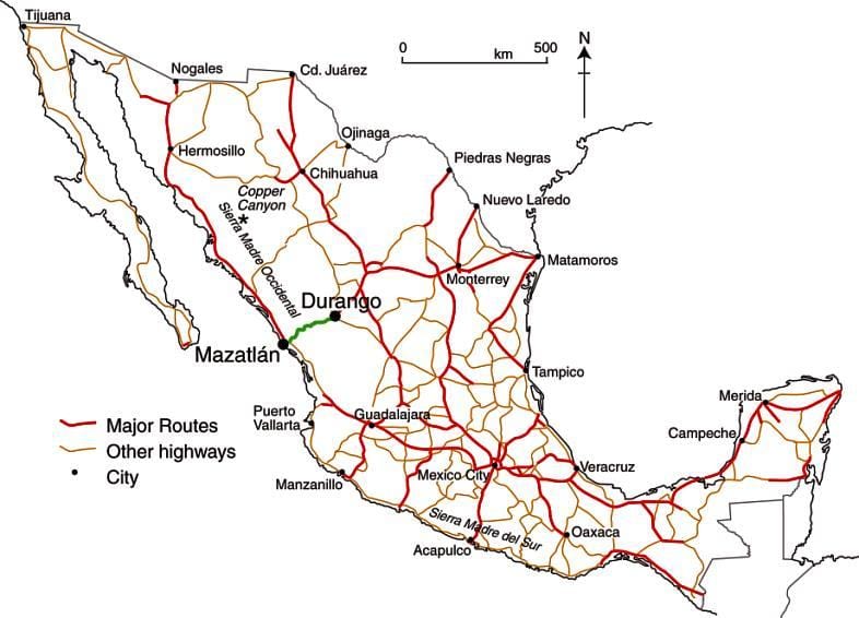 mexicano de estradas de peaxe mapa