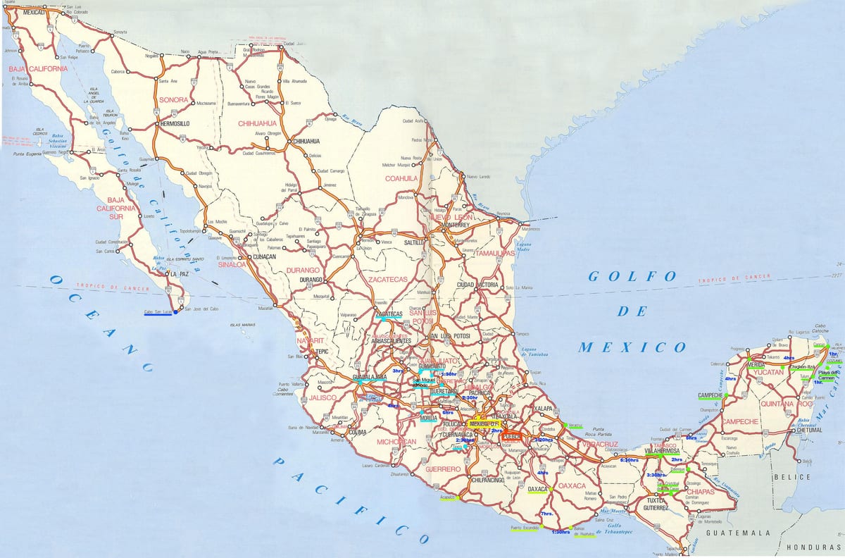 mapa de México estradas