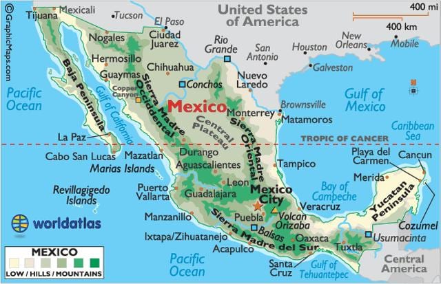 México montañas mapa