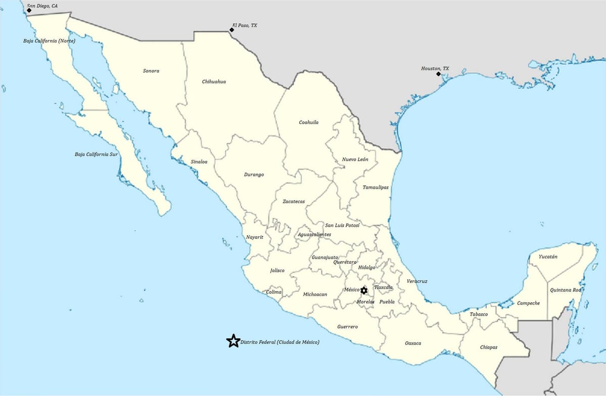 mapa de México polo estado
