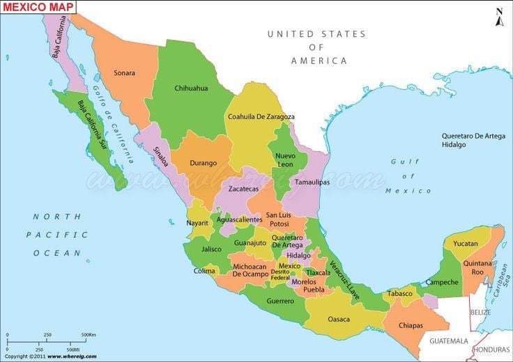 mapa de México unidos