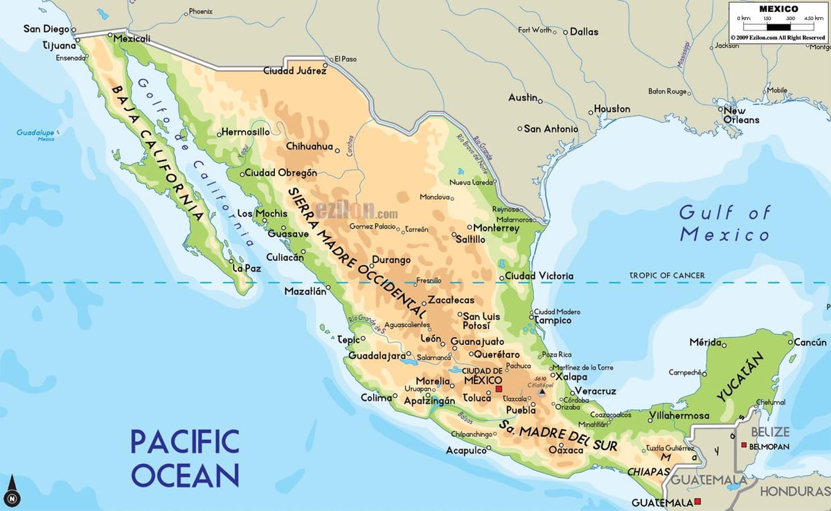 mapa de México ríos