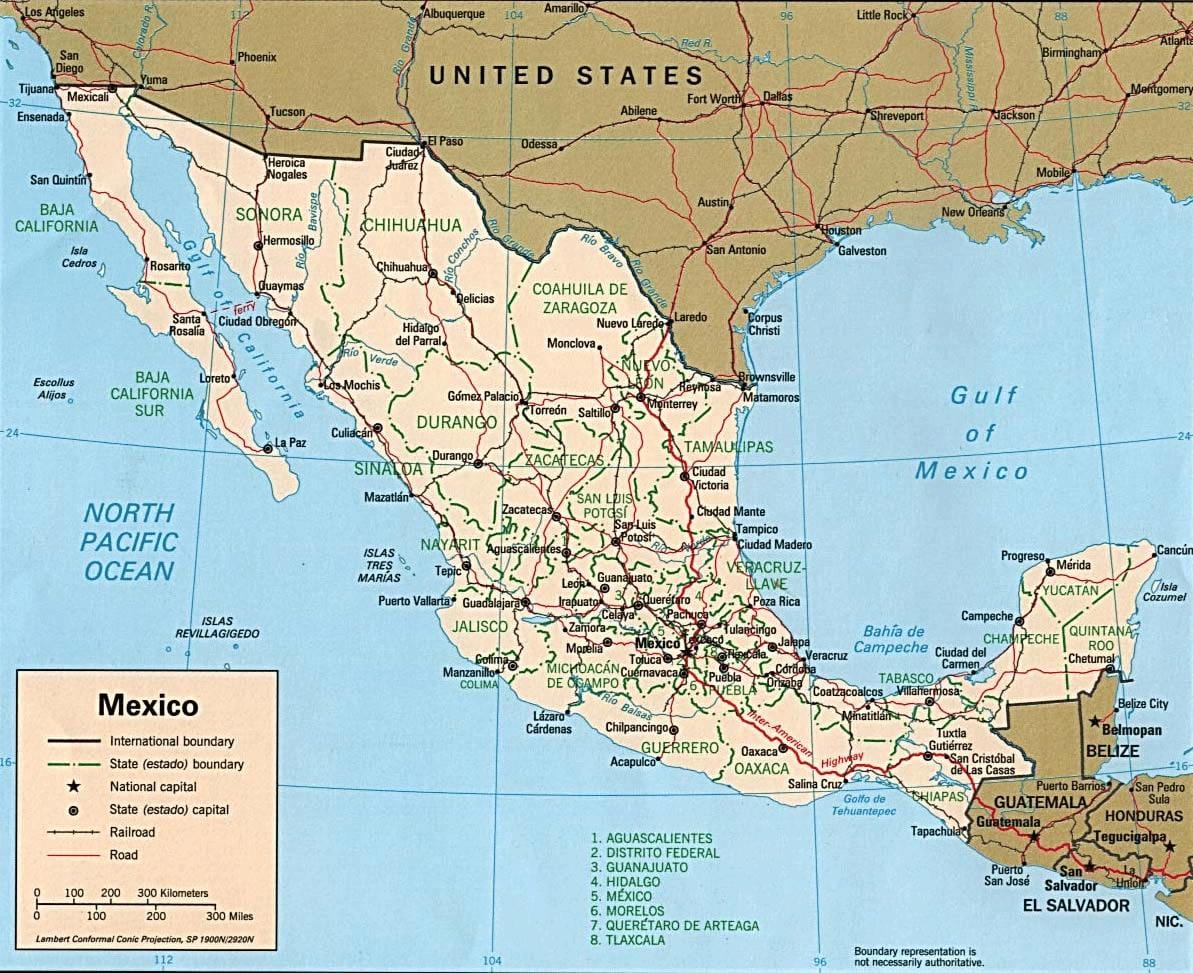 mapa de México resort cidades
