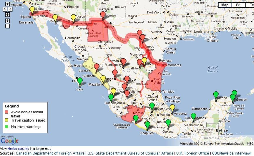 mapa de México viaxe