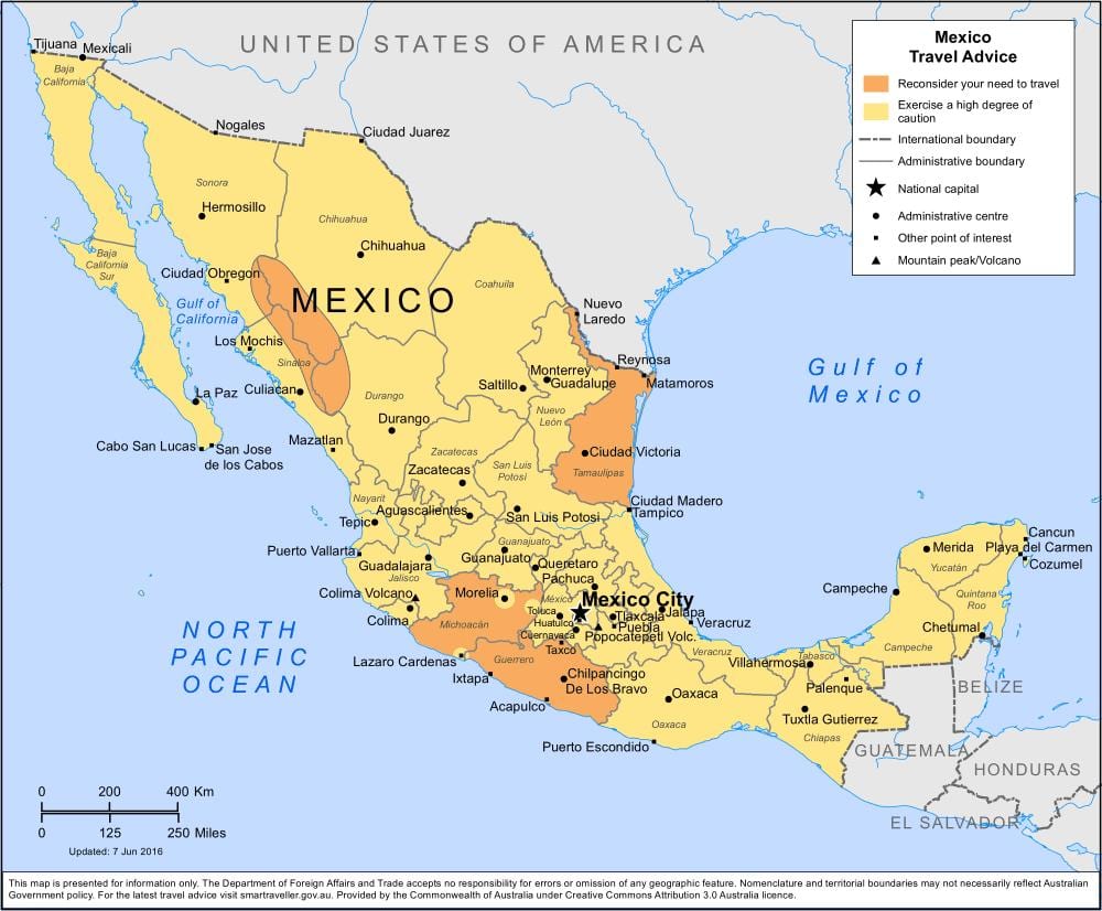 mapa da costa oeste de México