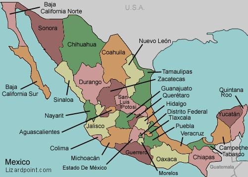 mapa de estados de México