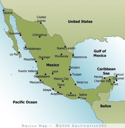 praias en México mapa