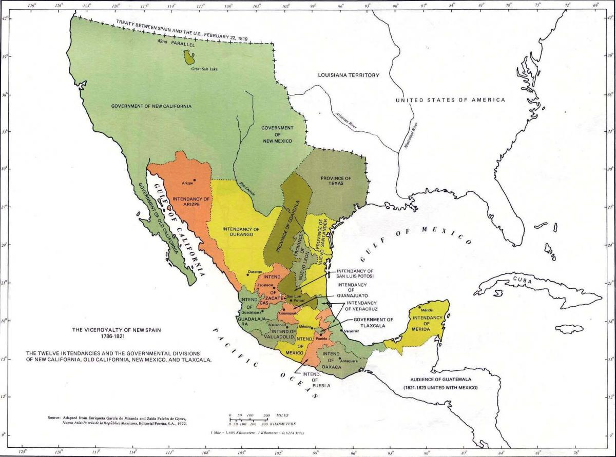 mapa de México en 1821