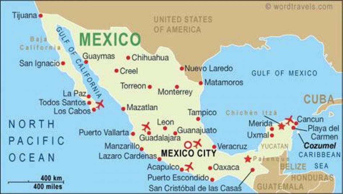 mapa de aeroportos en México