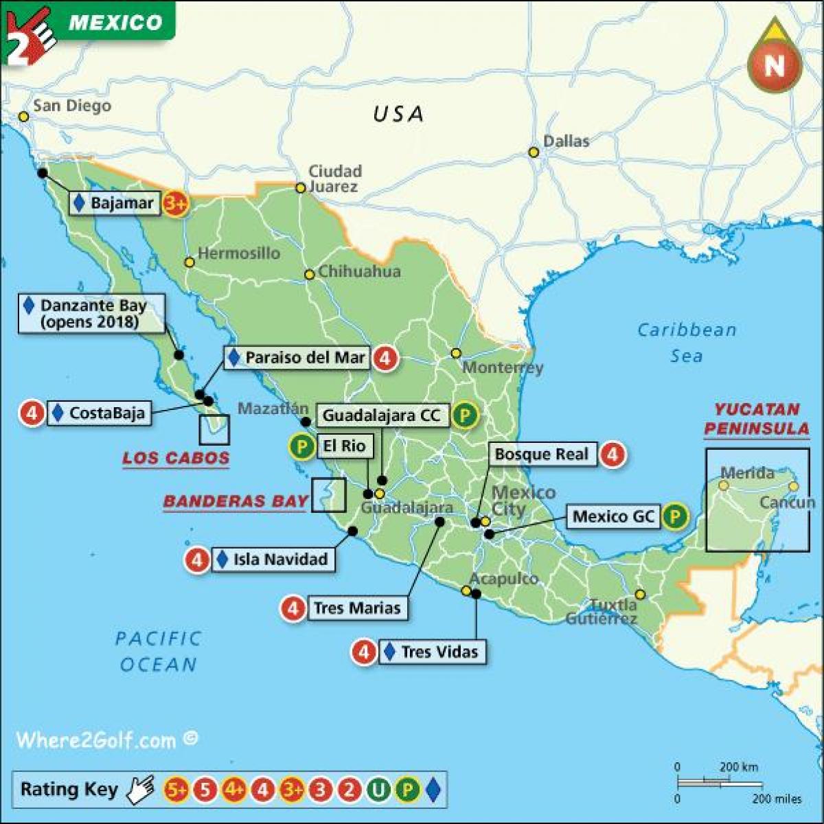 México mapa resorts