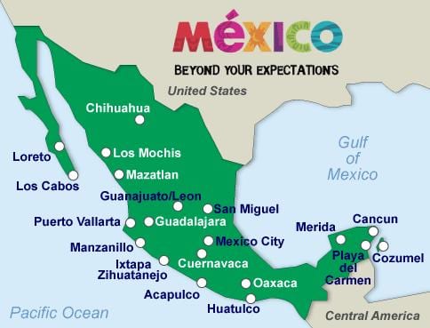 mexicano praias mapa