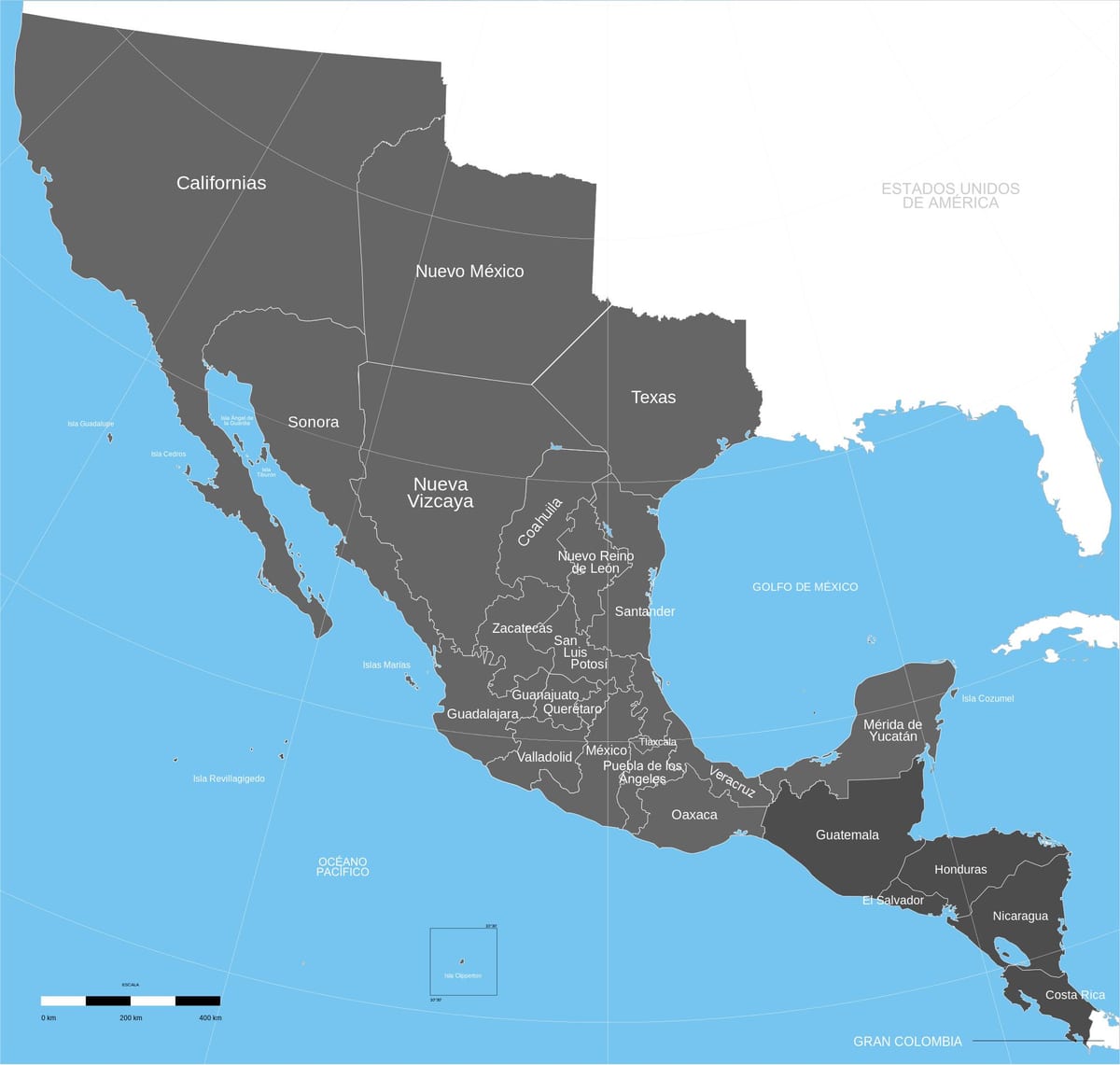 antigo territorio mexicano mapa