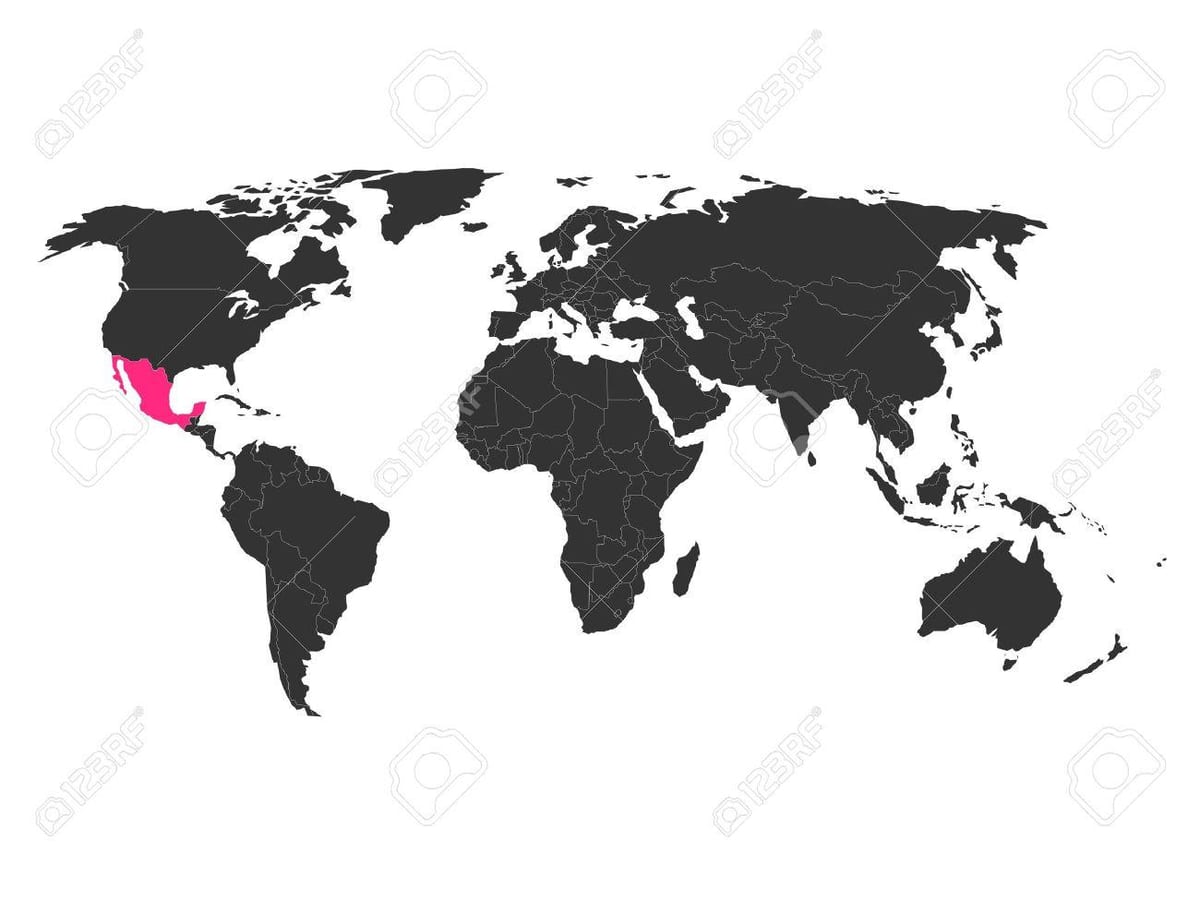México no mapa do mundo