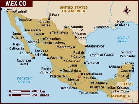 mapa de México turística