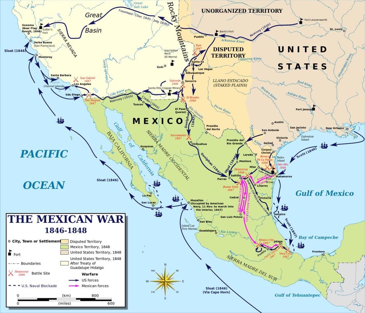 mapa de guerra de méxico mapa