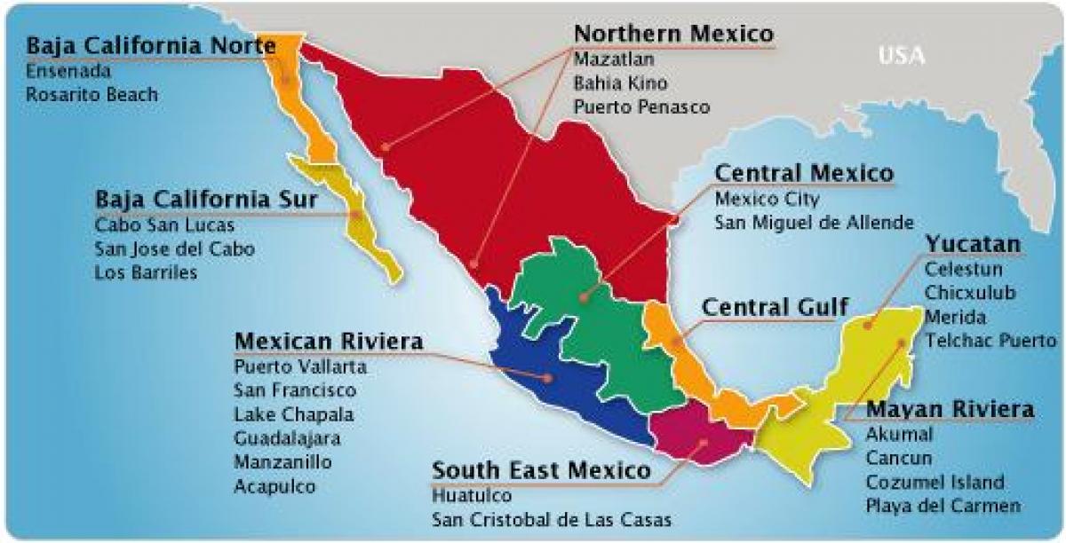 mapa de mexicano riviera