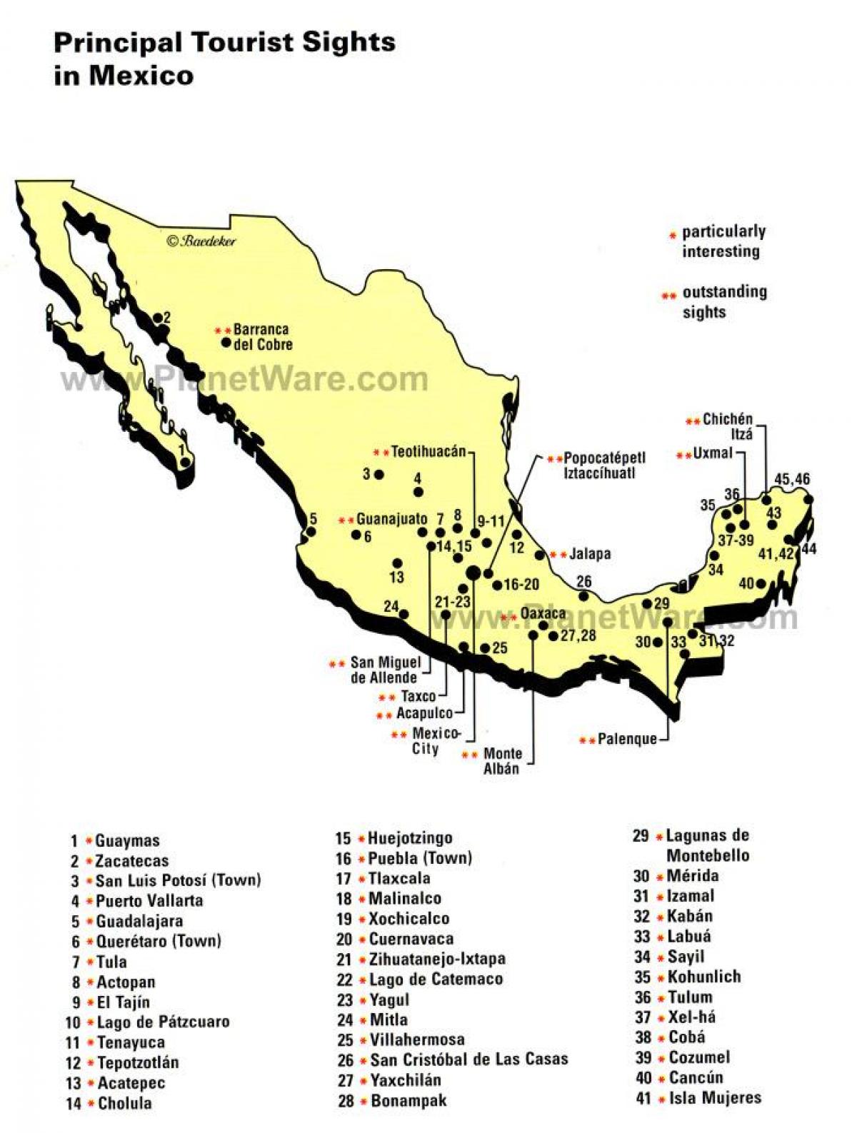 México atraccións mapa