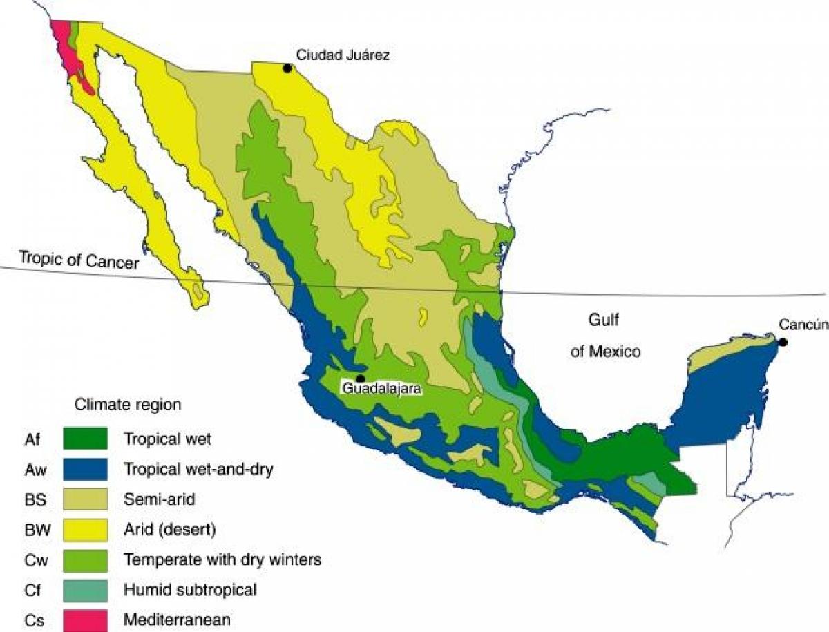 clima mapa de México