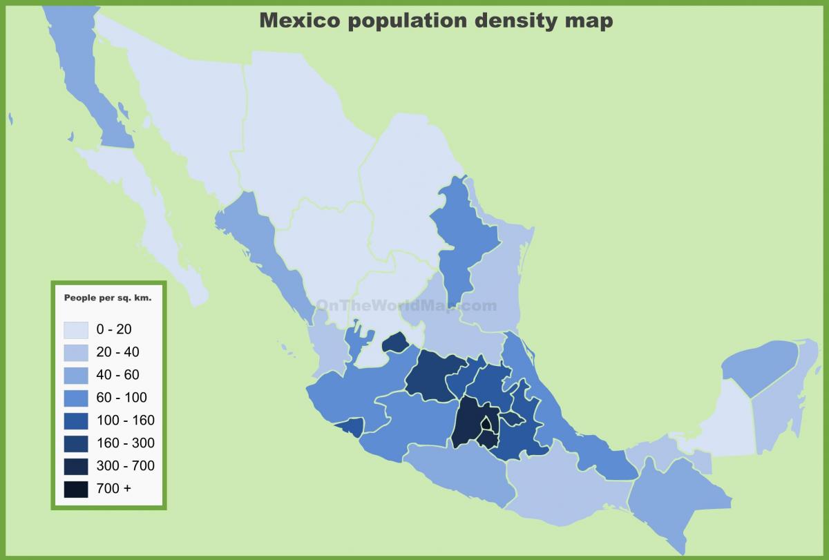 densidade de poboación mapa de México