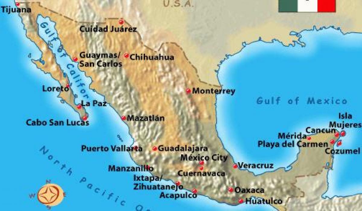 México destinos de vacacións mapa