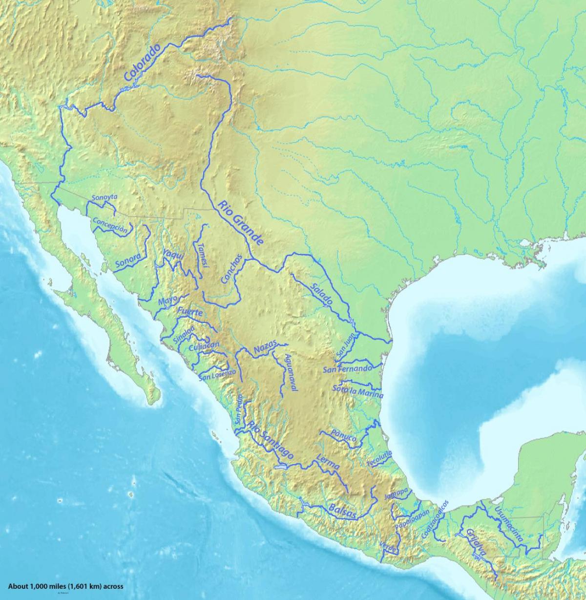 mapa de ríos en México