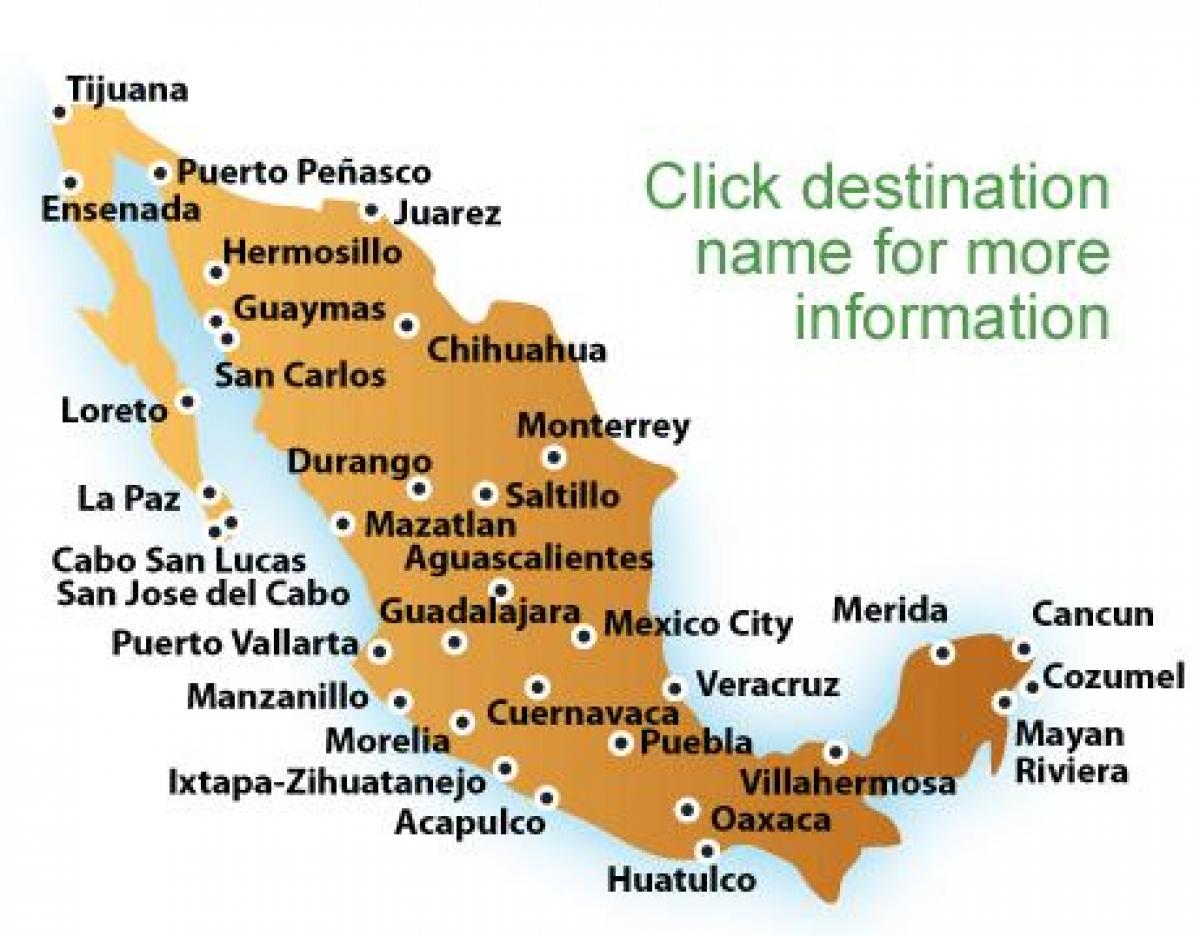 mapa de praias en México