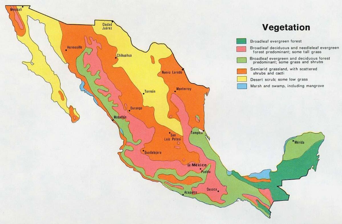 mapa de México natual ressources