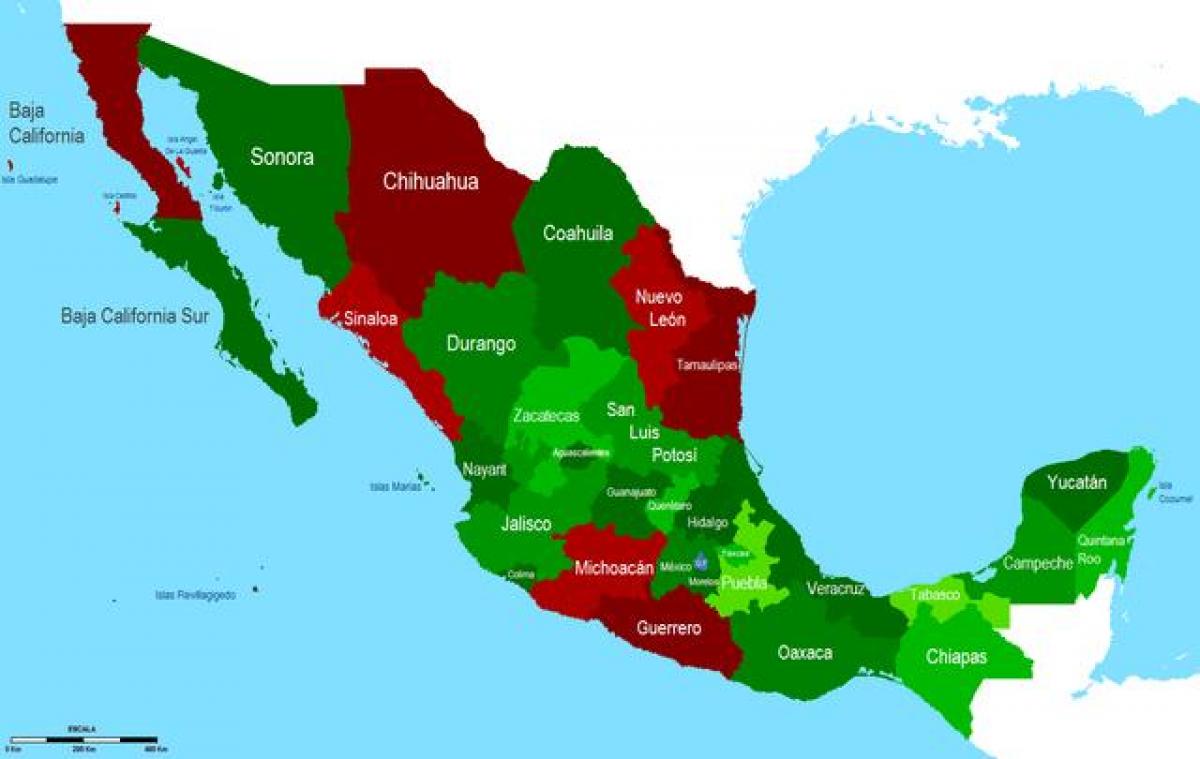 mapa de México seguridade