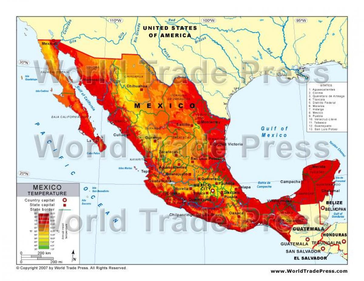 mapa de México temperatura
