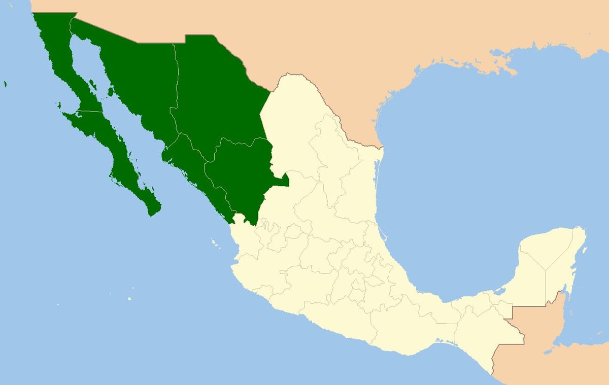 mapa do noroeste de México