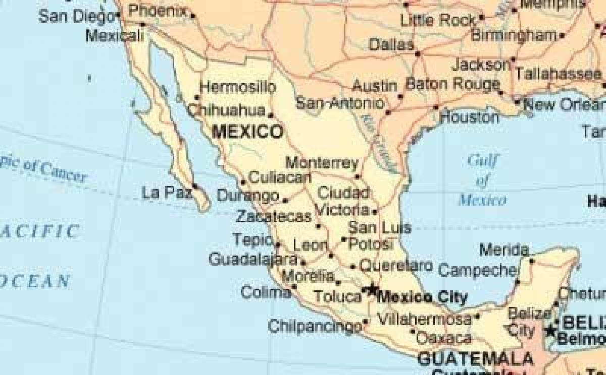 mapa do sur de México