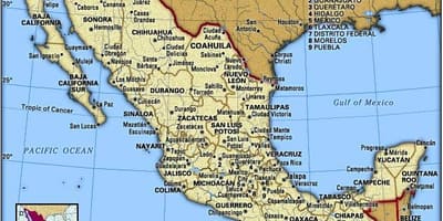 Mapa da costa leste de México
