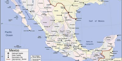 Mapa de México, costa do pacífico resorts