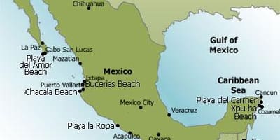 Costa leste de México mapa