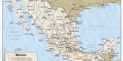 Mapa da costa de México