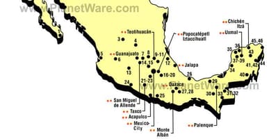 México atraccións mapa