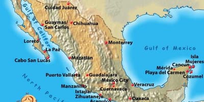México destinos de vacacións mapa