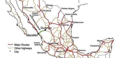 Mexicano de estradas de peaxe mapa