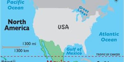 México no mapa do mundo