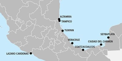 Mapa de México portos