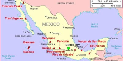 Mapa de México volcán
