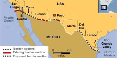 Mapa da fronteira mexicana