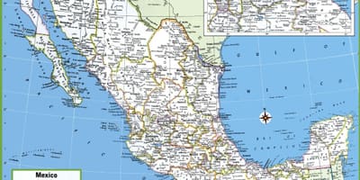 Mapa de México con cidades e vilas