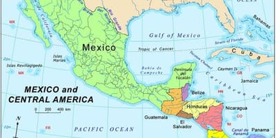 Mapa de México e américa central