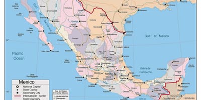 México mapa coas principais cidades